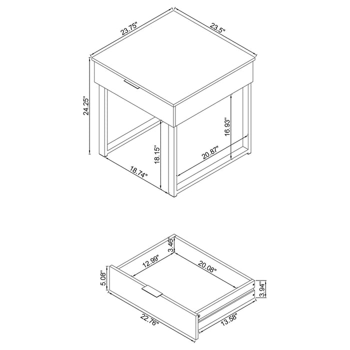 Aldine Square 1-drawer Side End Table Dark Charcoal