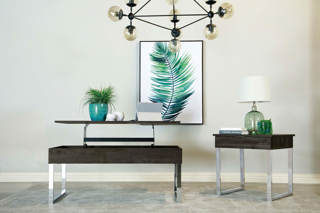 Aldine Square 1-drawer Side End Table Dark Charcoal