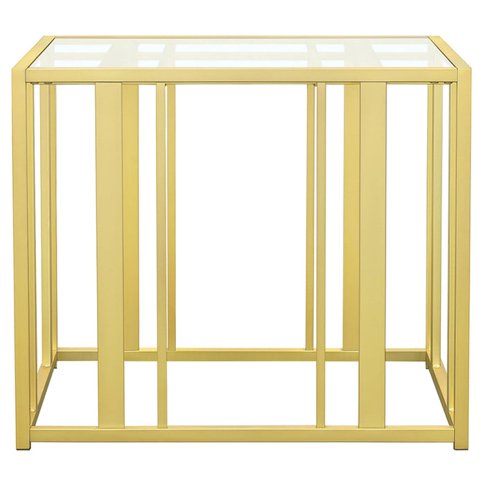 Adri Rectangular Glass Top Side End Table Matte Brass