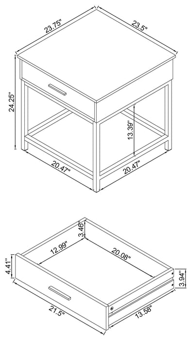 Byers 1-drawer Square Engineered Wood End Table Brown Oak