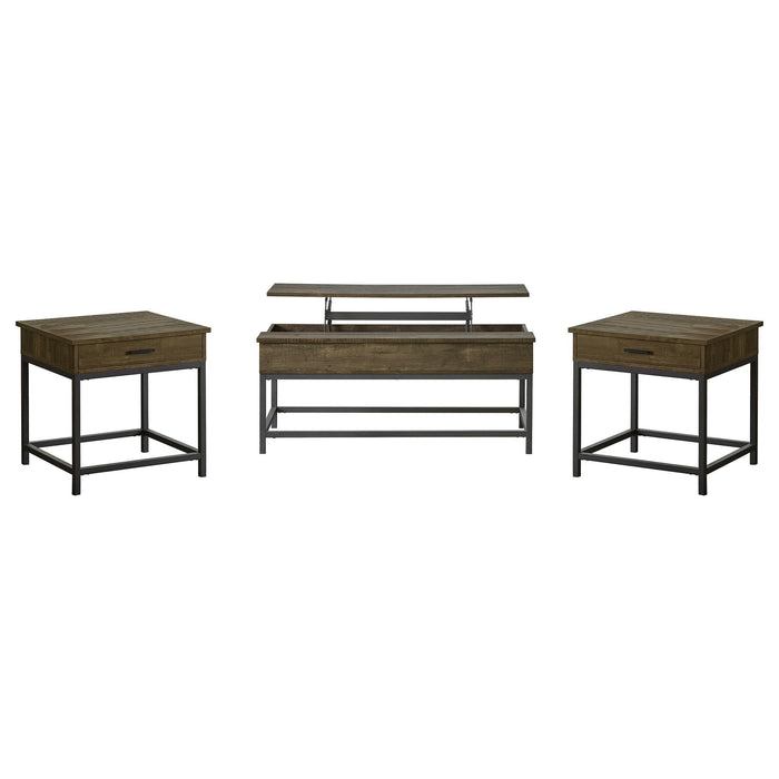 Byers 3-piece Lift Top Coffee and End Table Set Brown Oak