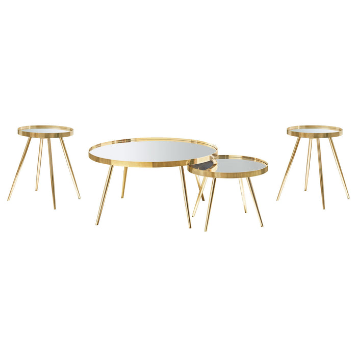 Kaelyn 4-piece Round Coffee and End Table Set Gold