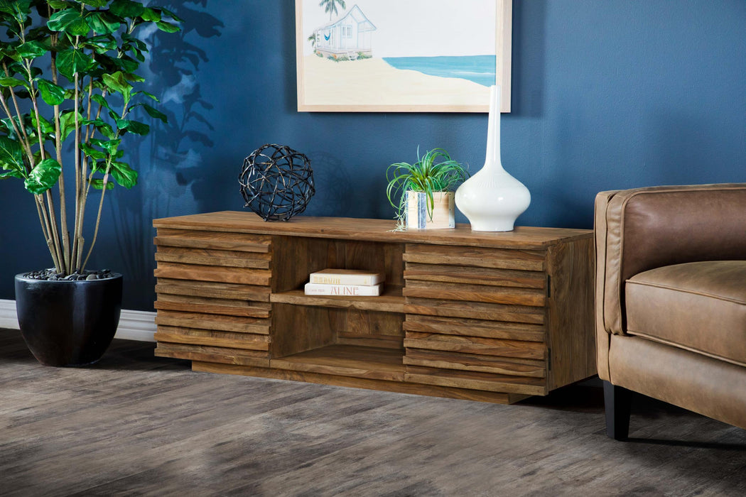 Julia 2-door Solid Sheesham Wood 58-inch TV Stand Natural