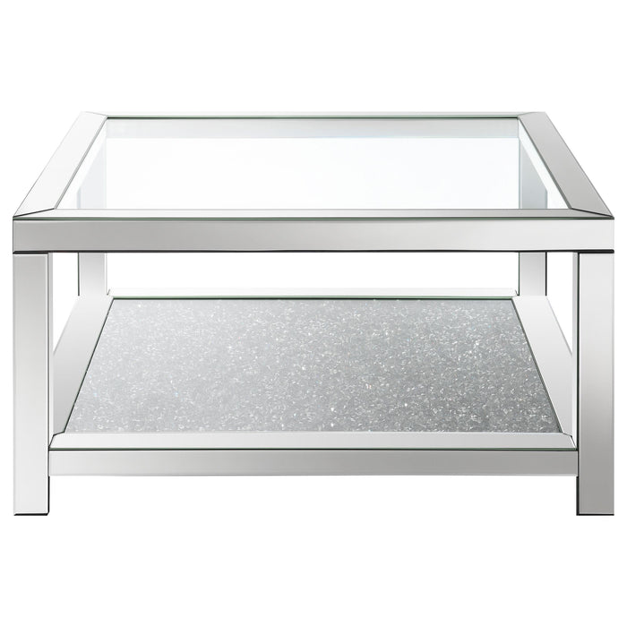 Valentina 2-piece Mirrored Coffee and End Table Set Silver