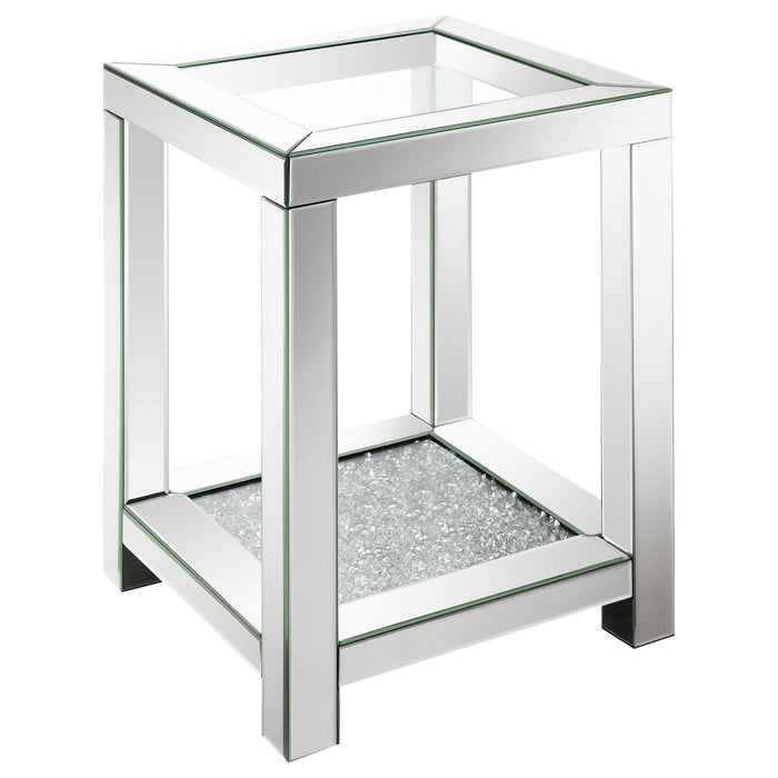 Valentina 2-piece Mirrored Coffee and End Table Set Silver