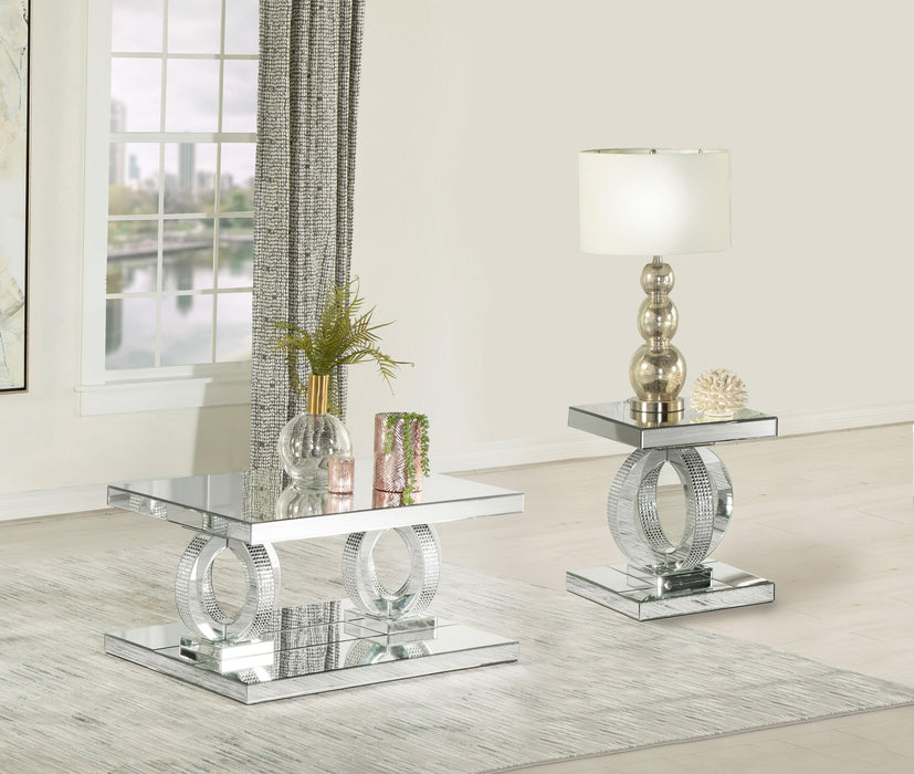 Breena 2-piece Mirrored Coffee and End Table Set Silver
