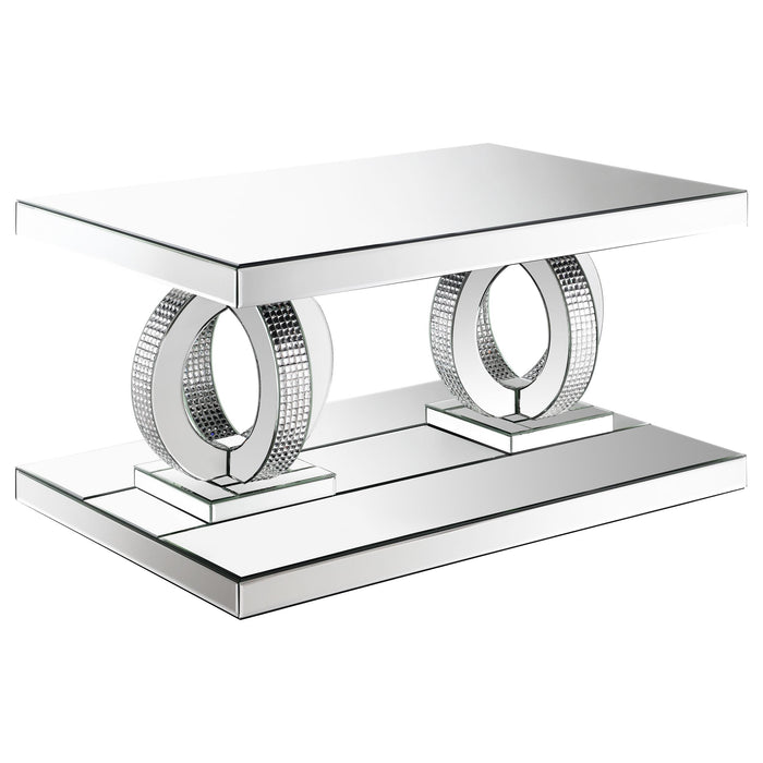 Breena 2-piece Mirrored Coffee and End Table Set Silver