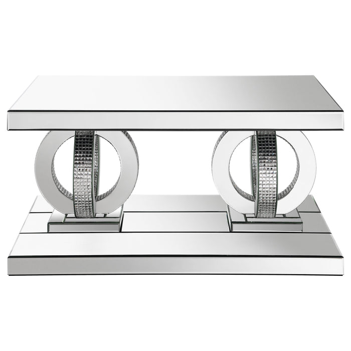 Breena 2-piece Mirrored Coffee and End Table Set Silver