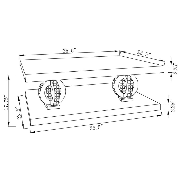 Breena 2-piece Mirrored Coffee and End Table Set Silver