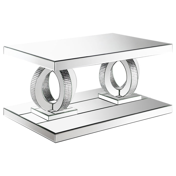 Breena 3-piece Mirrored Coffee and End Table Set Silver