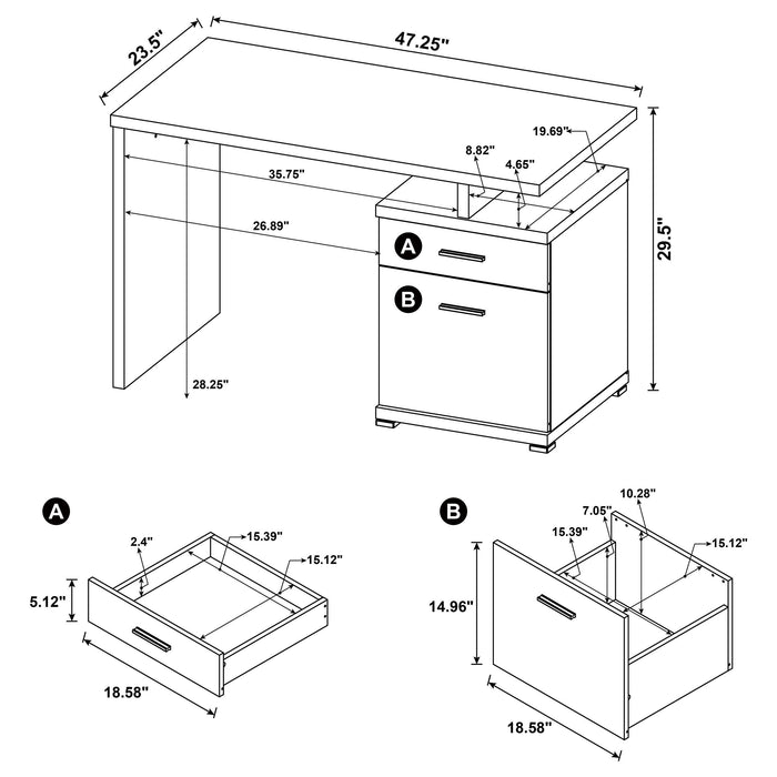 Irving 47-inch 2-drawer Office Computer Desk Cappuccino