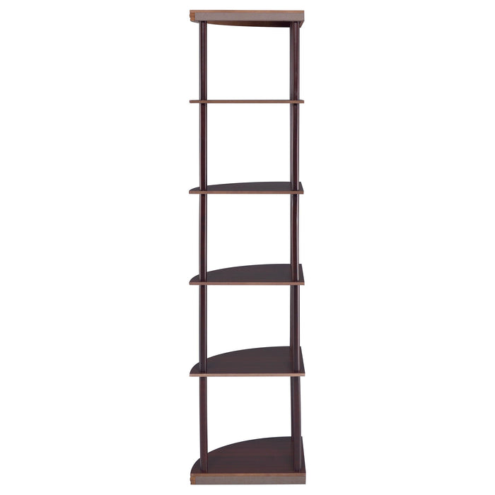 Bonwick 72-inch 5-shelf Corner Bookshelf Cappuccino
