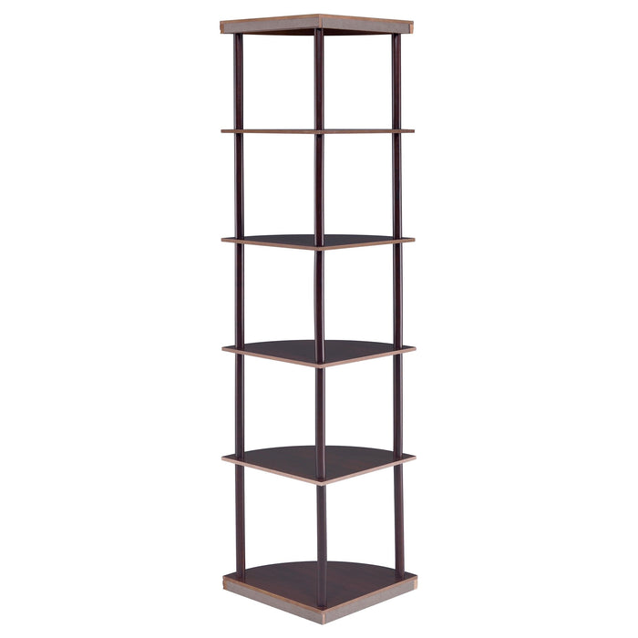 Bonwick 72-inch 5-shelf Corner Bookshelf Cappuccino