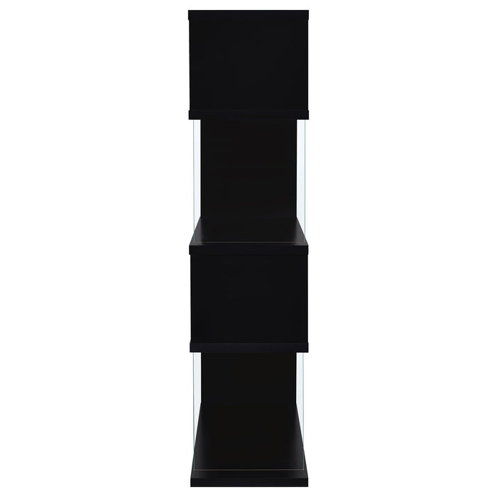 Emelle 63-inch 4-shelf Glass Panel Bookshelf Black