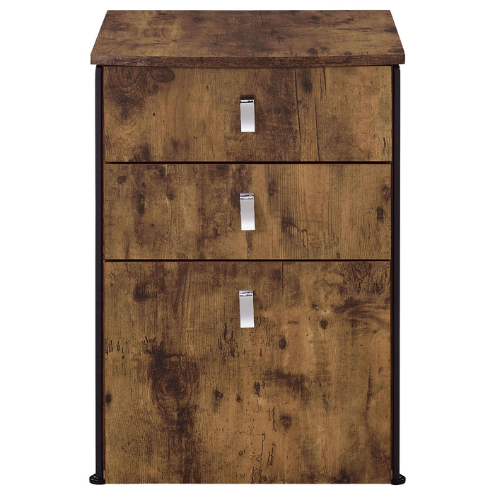 Estrella 3-drawer Home Office File Cabinet Rustic Nutmeg