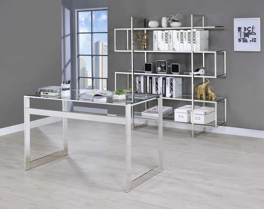 Hartford 47-inch Glass Top Writing Desk Chrome