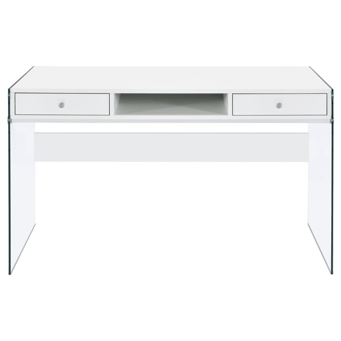 Dobrev 48-inch 2-drawer Writing Desk White High Gloss