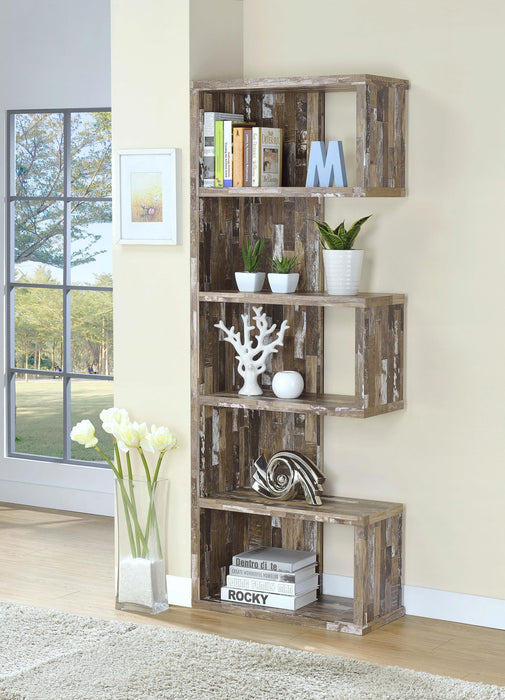 Joey 71-inch 5-shelf Bookshelf Weathered Brown