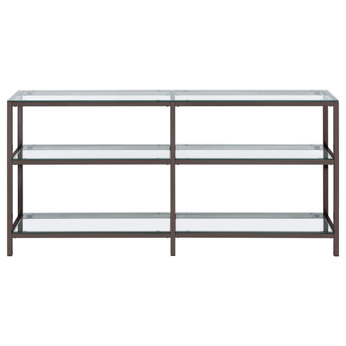 Kate 55-inch 4-shelf Console Bookcases Black Nickel