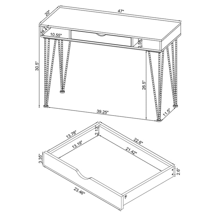 Olvera 47-inch 1-drawer Writing Desk Rustic Nutmeg