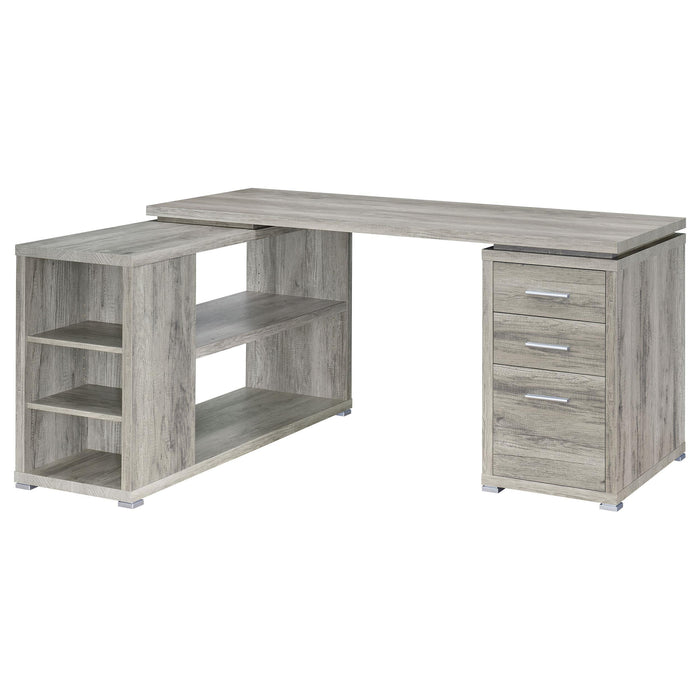 Yvette 60-inch 3-drawer L-Shape Computer Desk Grey Driftwood