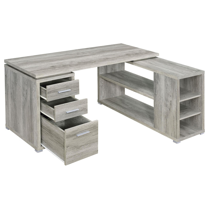 Yvette 60-inch 3-drawer L-Shape Computer Desk Grey Driftwood