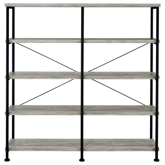 Analiese 63-inch 4-shelf Double Bookshelf Grey Driftwood
