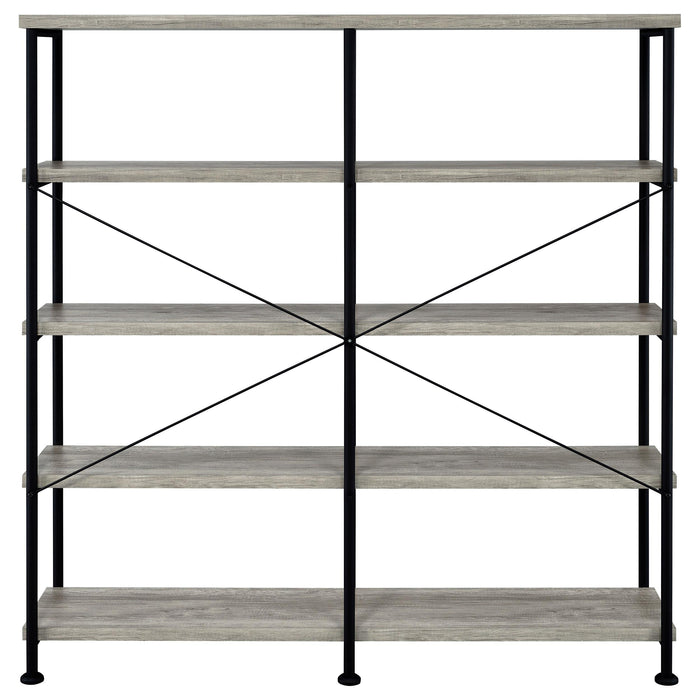 Analiese 63-inch 4-shelf Double Bookshelf Grey Driftwood