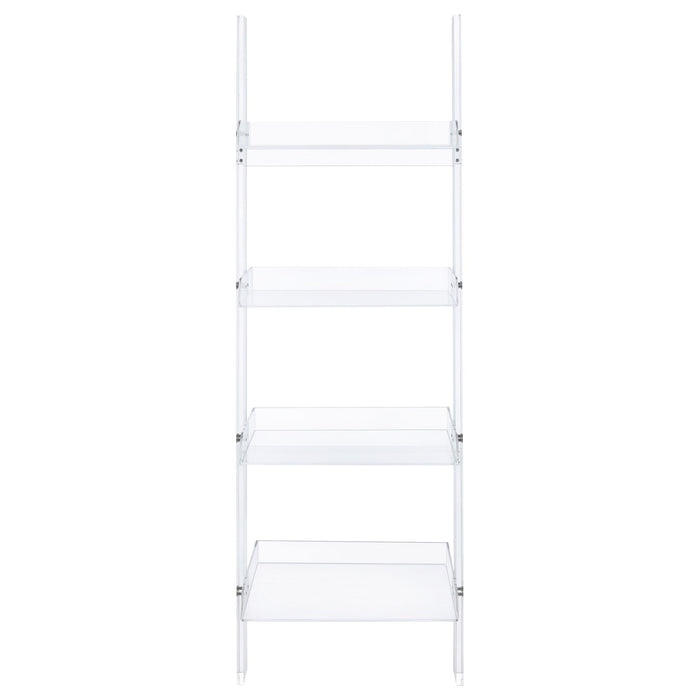 Amaturo 72-inch 4-shelf Acrylic Ladder Bookshelf Clear