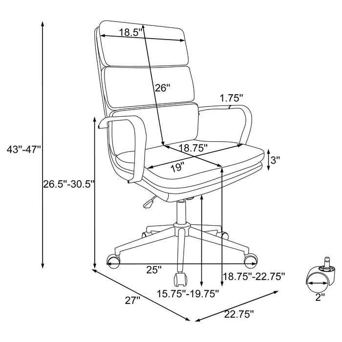 Ximena Upholstered Adjustable High Back Office Chair White