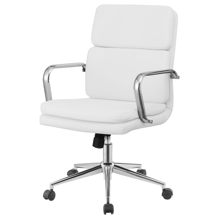 Ximena Upholstered Adjustable Mid Back Office Chair White