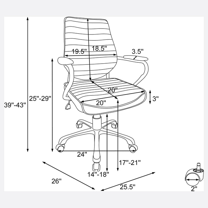 Chase Upholstered Adjustable Home Office Desk Chair Black
