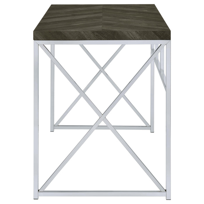 Grimma 47-inch Writing Office Desk Rustic Grey and Chrome