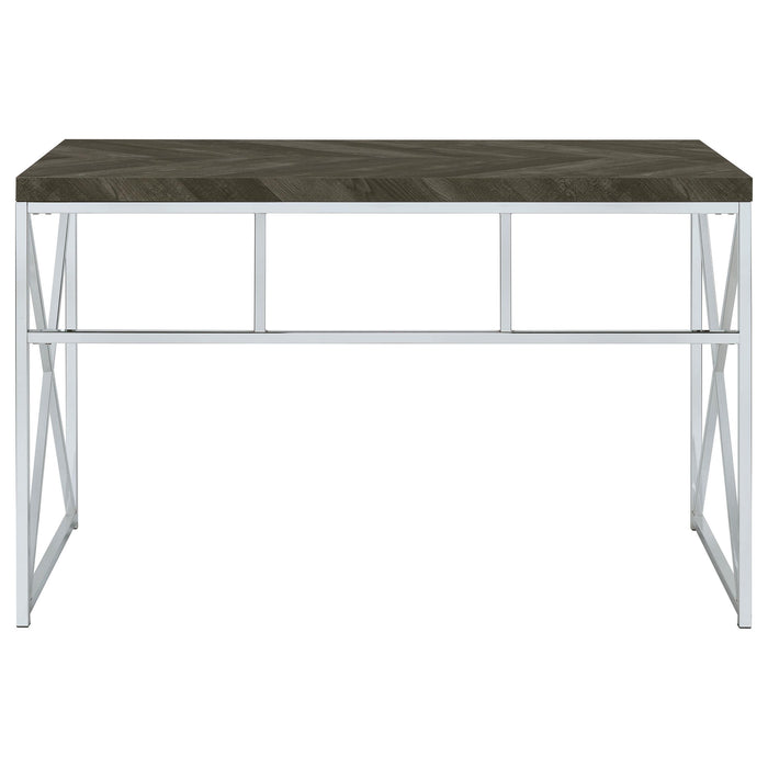 Grimma 47-inch Writing Office Desk Rustic Grey and Chrome