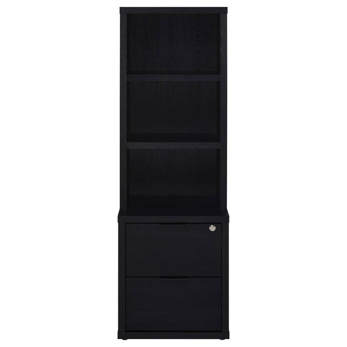 Westpark 3-shelf Bookcase USB and Lockable Drawer Black