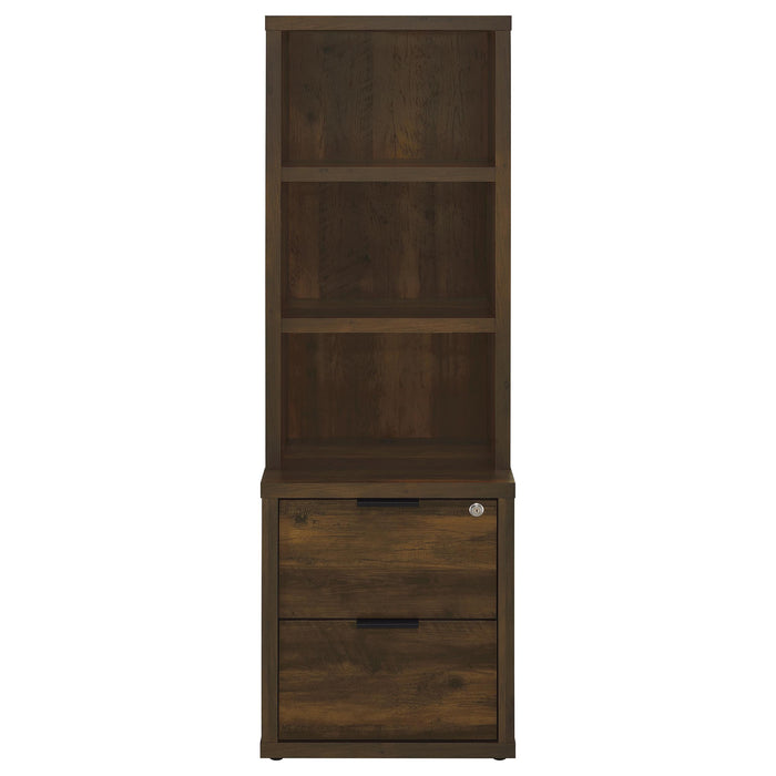 Westpark 3-shelf Bookcase USB and Lockable Drawer Dark Pine