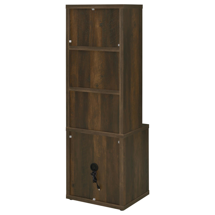 Westpark 3-shelf Bookcase USB and Lockable Drawer Dark Pine