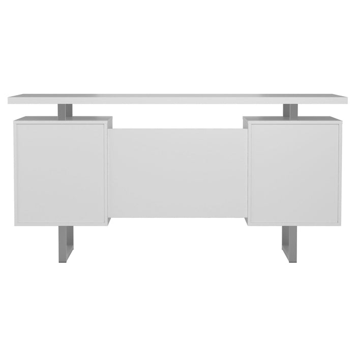 Lawtey 60-inch 2-drawer Computer Desk White High Gloss