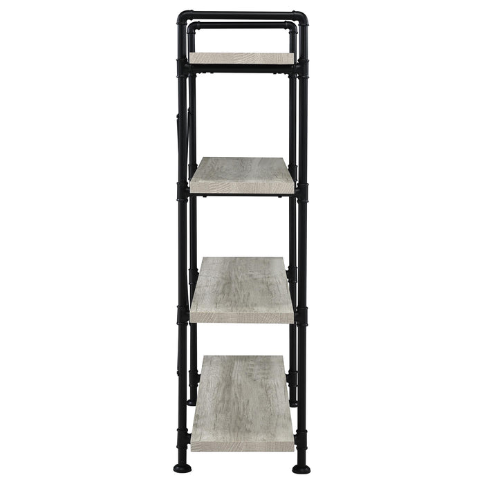 Delray 56-inch 4-shelf Bookshelf Grey Driftwood and Black