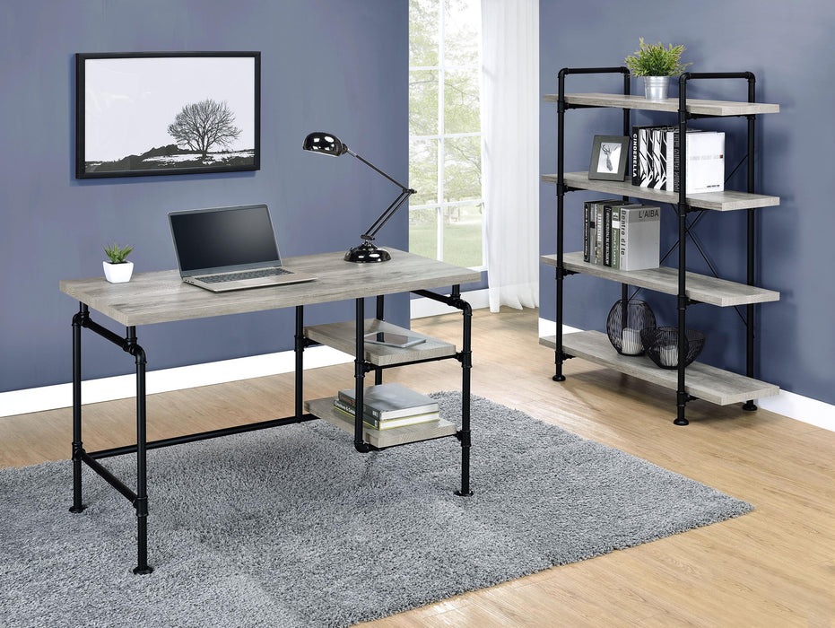 Delray 56-inch 4-shelf Bookshelf Grey Driftwood and Black