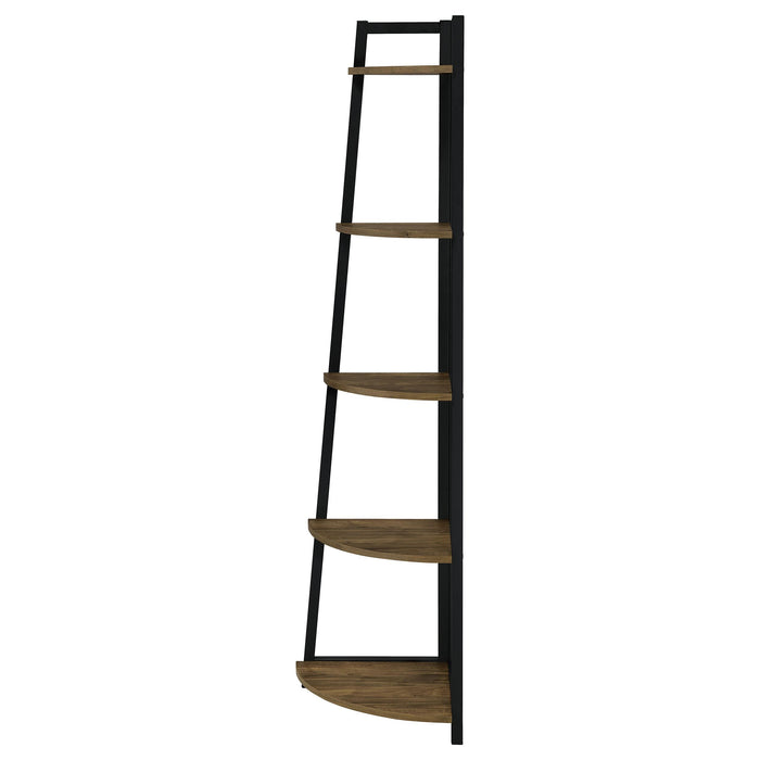 Jacksonville 63-inch 5-shelf Bookshelf Black and Aged Walnut