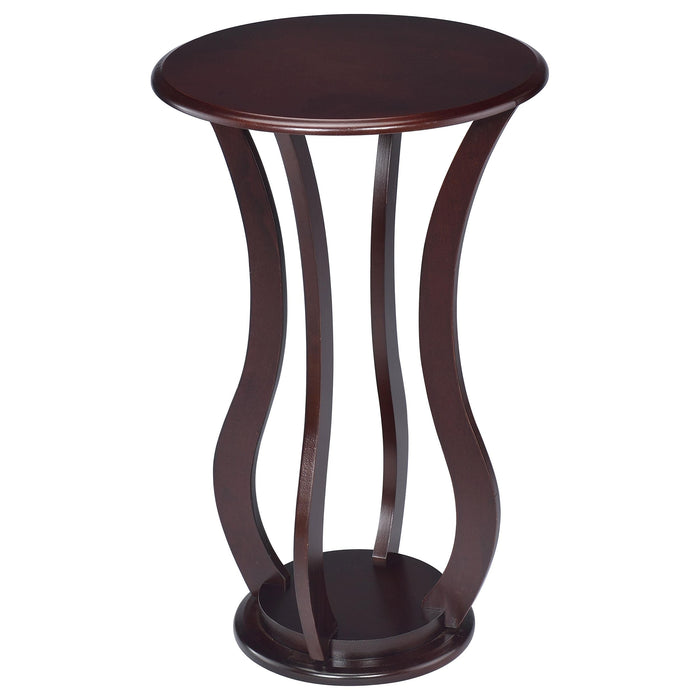 Elton Round Wood Top Accent Plant Stand Cherry