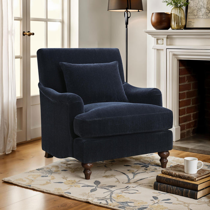 Frodo Upholstered English Arm Accent Chair Midnight Blue