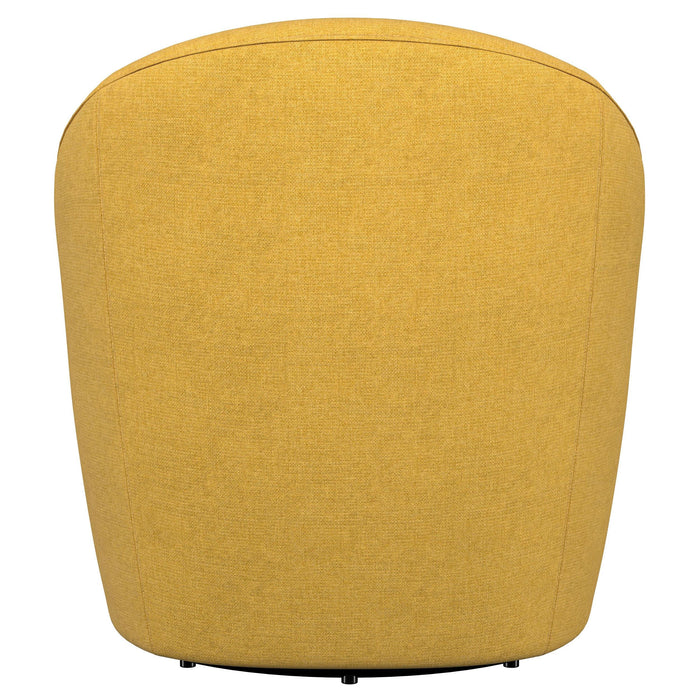 Leon Upholstered Barrel Accent Swivel Chair Mustard Yellow