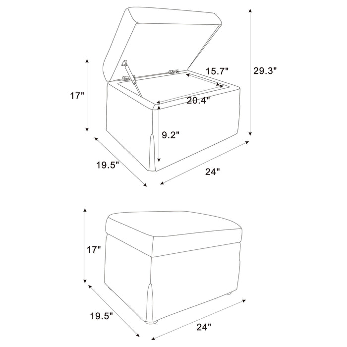 Winter Upholstered Hydraulic Lift Top Storage Ottoman Beige