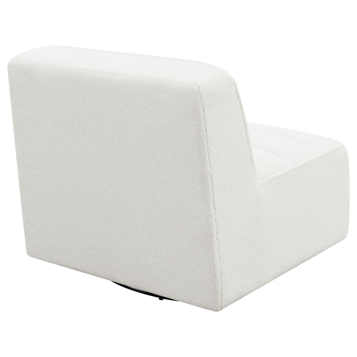 Cobie Upholstered Armless Swivel Chair Natural
