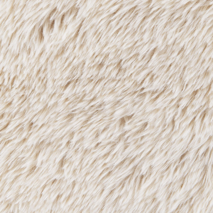 Fitzroy Faux Fur Upholstered Chair Solid Wood Arms Latte