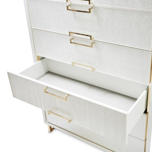 AICO Furniture Palm Gate 6 Drawer Chest in Cloud White