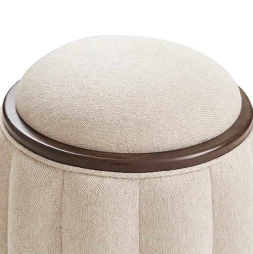 AICO Furniture Camellia Field Round Bench in Warm Pecan