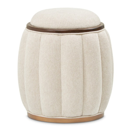 AICO Furniture Camellia Field Round Bench in Warm Pecan